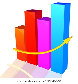Business graph .vector growth progress blue arrow