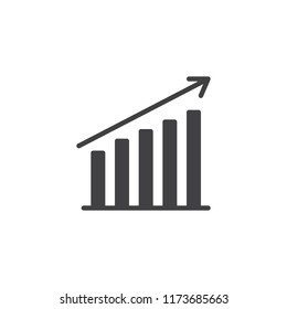 Business graph vector icon. filled flat sign for mobile concept and web design. Growth Arrow chart simple solid icon. Growing bar chart symbol, logo illustration. Vector graphics