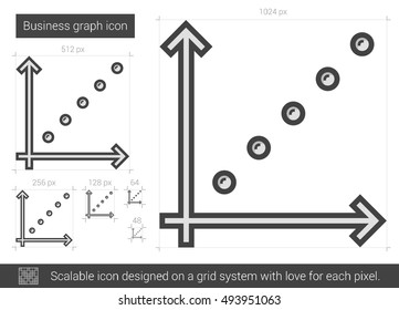 Wirtschaftsdiagramm, Vektorsymbol einzeln auf weißem Hintergrund. XXX Zeilensymbol für Infografik, Website oder App. Skalierbares Symbol, das auf einem Gittersystem entworfen wurde.