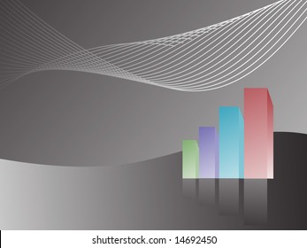 business graph with wave showing profits and gains, isolated on black