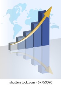 Business graph with world background.