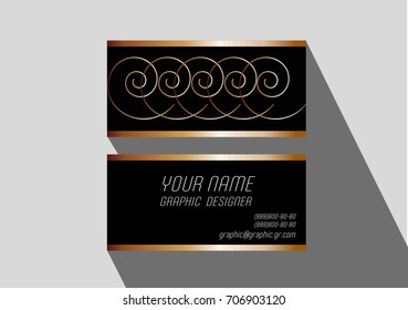Business graphic black card with elements gold lines 