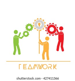 Vector Teamwork Skills Icon Businessmans Gears Stock Vector (Royalty ...