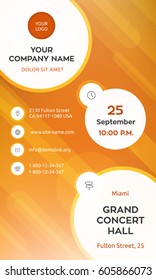 Business graphics banner template, orange colorful vector design.