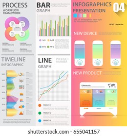 Business graphics data element templates sets, chart , graph , timeline , infographics ,  gradient colors style