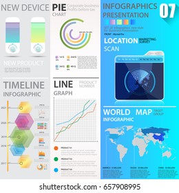 Business graphics data element templates sets, chart , graph , timeline , infographics ,  gradient colors style