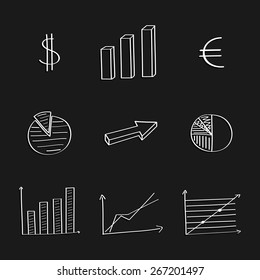 Business graphics hand-drawing set. Vector illustration.