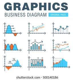 Business graphics of modern office industry. Thin line diagram concept. Statistic creative and infographics finance elements. Slim vector stroke pictogram for web design.