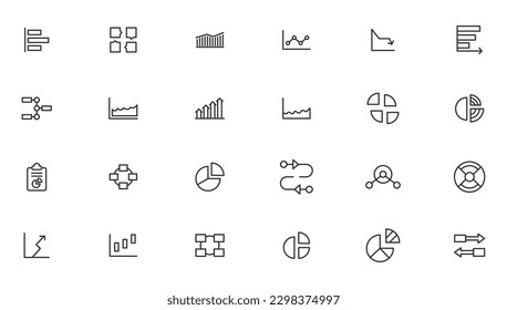 Business graphs and charts icons