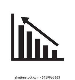 Business graphs and charts icons. Business infographics icons. Statistic and data, charts diagrams, money, down or up arrow, economy reduction. Financial chart. Business graph icon 