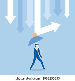 Business graphs do not affect insured investors, Vector illustration in flat style