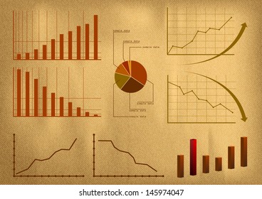 business graphs on the old background