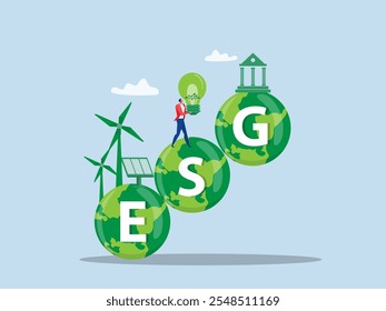 sustentabilidade ecológica empresarial,conceito de esg de solução ambiental, social e de governança responsabilidade ambiental e corporativa no vetor empresarial empresarial