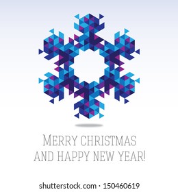 Business greeting christmas and New year card. Abstract triangle snowflake. Winter season 2014