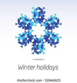 Business greeting christmas and New year card. Abstract triangle snowflake. Winter season 2014