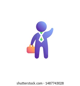 Business greeting flat icon, vector sign, Businessman with a briefcase colorful pictogram isolated on white. Symbol, logo illustration. Flat style design