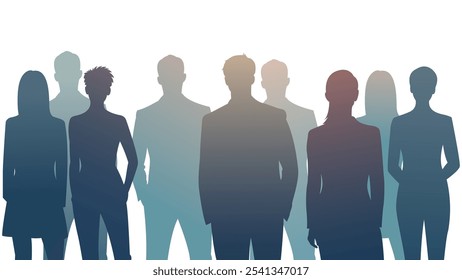 Personas de grupo de trabajo Gradiente de silueta. Ilustración vectorial