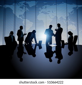 Business Group. Team working in the office. Vector illustration