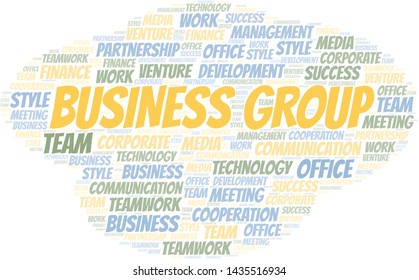 Business Group word cloud. Collage made with text only.