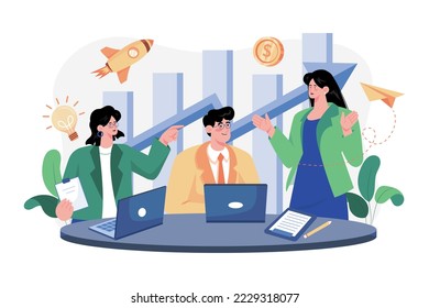 Business Group Working Together On Financial Success