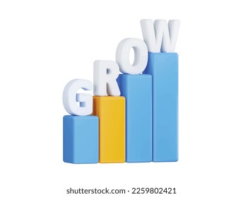 Business grow 3d vector icon illustration