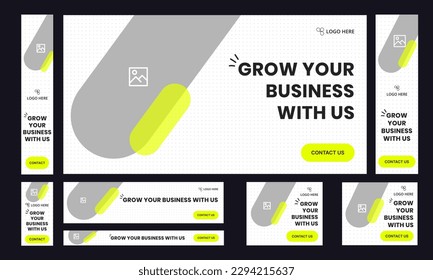 Business grow set of web banner template design for social media posts, minimal business web banner template design, fully editable vector eps 10 file format