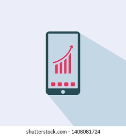 Business grow sign - Financial graph icon flat vector