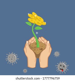 business growing after Coronavirus crash and economic recession concept. financial successfully growing. coronavirus recover concept