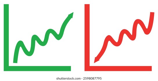 Business growing chart with arrow, money, down or up arrow. profit growing symbol, Growths chart collection. progress bar symbol. Vector illustration.