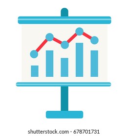 Business growing chart on board flat icon, business and presentation, vector graphics, a colorful solid pattern on a white background, eps 10.