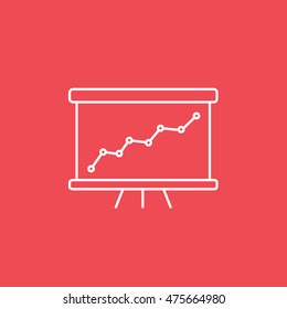 Business Growing Chart Presentation Flat Icon On Red Background