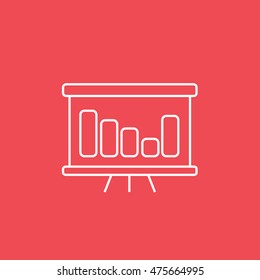 Business Growing Chart Presentation Flat Icon On Red Background