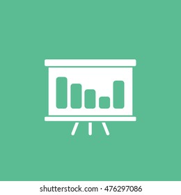 Business Growing Chart Presentation Flat Icon On Green Background