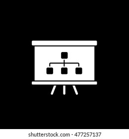 Business Growing Chart Presentation Flat Icon On Black Background