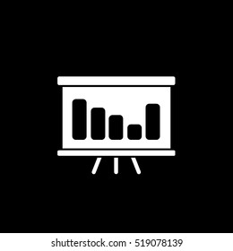 Business Growing Chart Presentation Flat Icon On Black Background