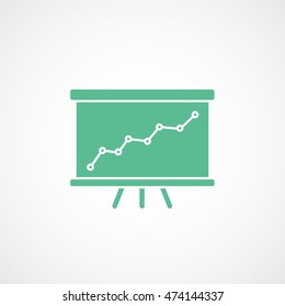 Business Growing Chart Presentation Green Flat Icon On White Background