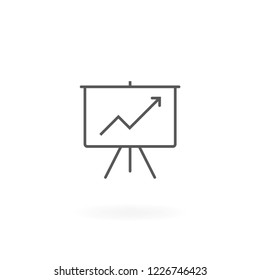 Business growing chart presentation icon. Projection screen, Presentation board vector icon. Vector of Screen projection with a graph