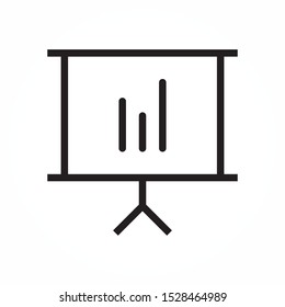 Business growing chart presentation icon. Projection screen, Presentation board vector icon. Vector of Screen projection with a graph