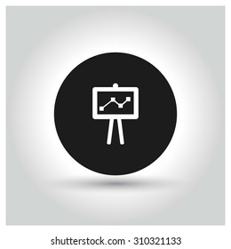 Business Growing Chart Presentation Icon. Black Circle Pictogram. vector illustration