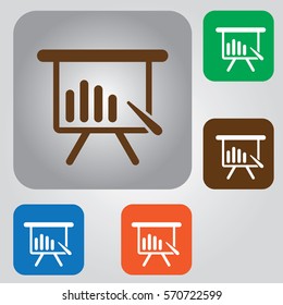 Business Growing Chart Presentation Icon. Presentation board vector icon. Board icon vector, solid illustration.