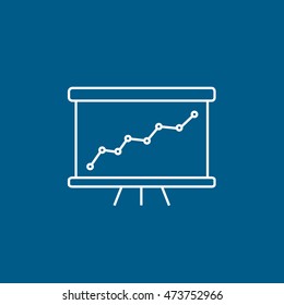 Business Growing Chart Presentation Line Icon On Blue Background