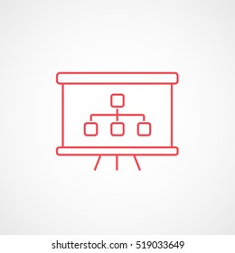 Business Growing Chart Presentation Red Line Icon On White Background