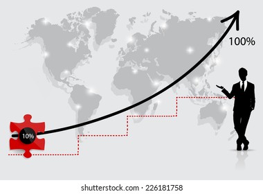 Wirtschaftswachstumsdiagramm mit Geschäftsleuten. Vektorgrafik.