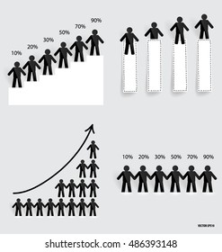 Gráfico de negocios en crecimiento con empresario. Ilustración vectorial.