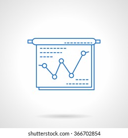 Business growing graph presentation. Web project, success, development symbol. Flat blue line style vector icon. Single web design element for mobile app or website.