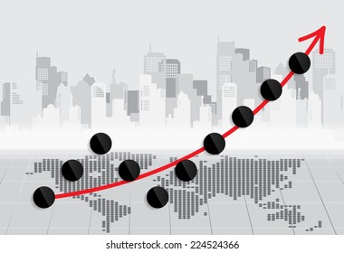 Gráfico de crecimiento de negocios. Ilustración vectorial.
