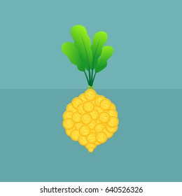 Business growing money. Concept of cropping. Vector illustration.