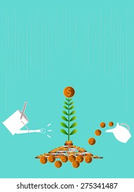 Business growing money concept. Vector illustration 