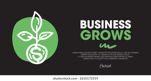 Business grows, Developing a Modern Web Banner Concept Using hand-drawn Doodle icon Graphics.