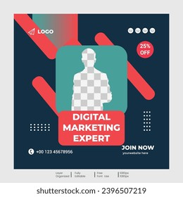 Business grows digital marketing expert social media post and Instagram post template.